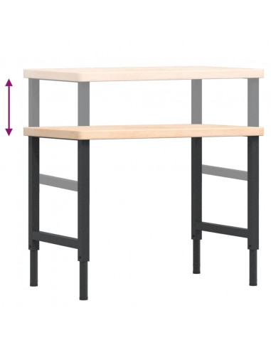 Banco Lavoro 100x60x(73-99,5) cm Legno di Rovere Rettangolare