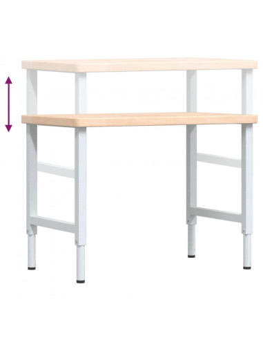 Banco Lavoro 100x60x(73-99,5) cm Legno di Rovere Rettangolare