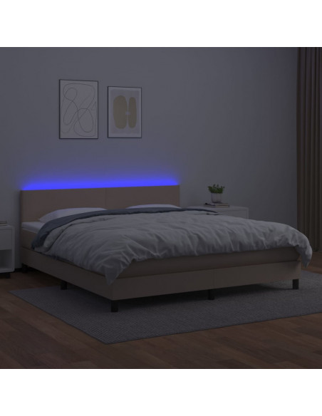 Giroletto Molle Materasso e LED Cappuccino 180x200cm Similpelle