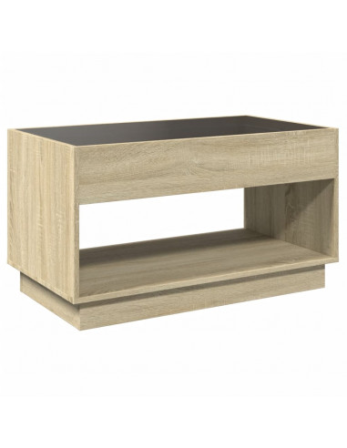 Tavolino da Salotto con LED Infinity Rovere Sonoma 90x50x50 cm