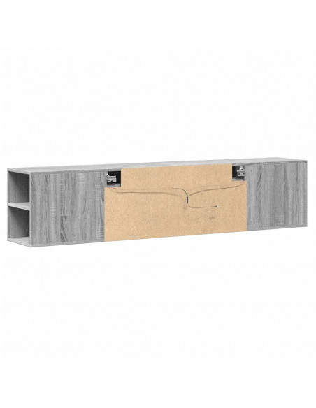 Mobile TV a Parete con LED Grigio Sonoma 180x31x39,5 cm