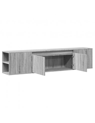 Mobile TV a Parete con LED Grigio Sonoma 180x31x39,5 cm