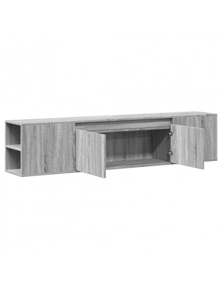 Mobile TV a Parete con LED Grigio Sonoma 180x31x39,5 cm