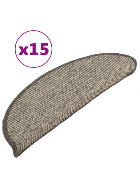 Tappeti Adesivi per Scale 15 pz 56x17x3 cm Beige e Grigio