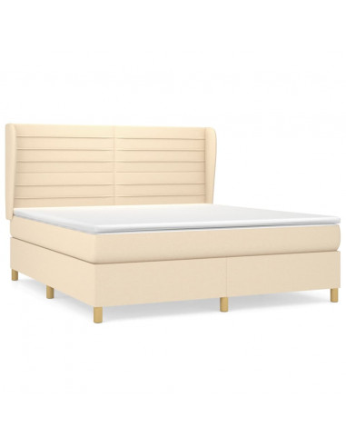 Giroletto a Molle con Materasso Crema 160x200 cm in Tessuto