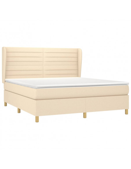 Giroletto a Molle con Materasso Crema 160x200 cm in Tessuto