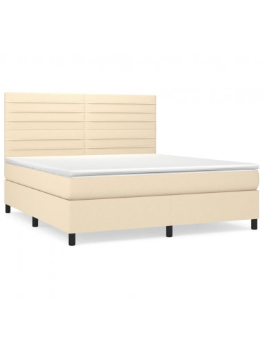 Giroletto a Molle con Materasso Crema 160x200 cm in Tessuto