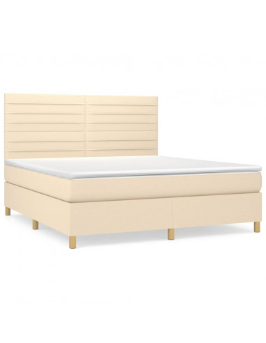 Giroletto a Molle con Materasso Crema 160x200 cm in Tessuto