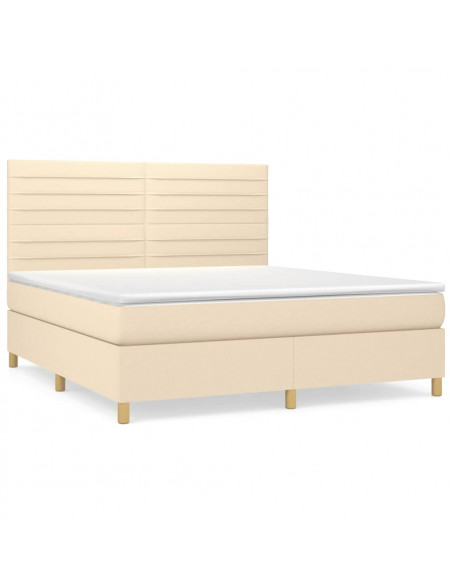 Giroletto a Molle con Materasso Crema 160x200 cm in Tessuto
