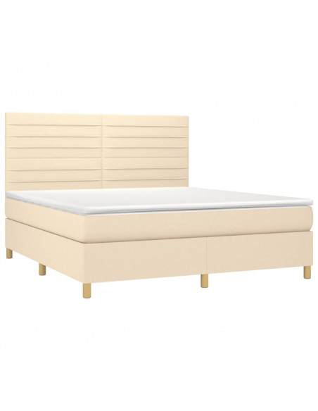 Giroletto a Molle con Materasso Crema 160x200 cm in Tessuto