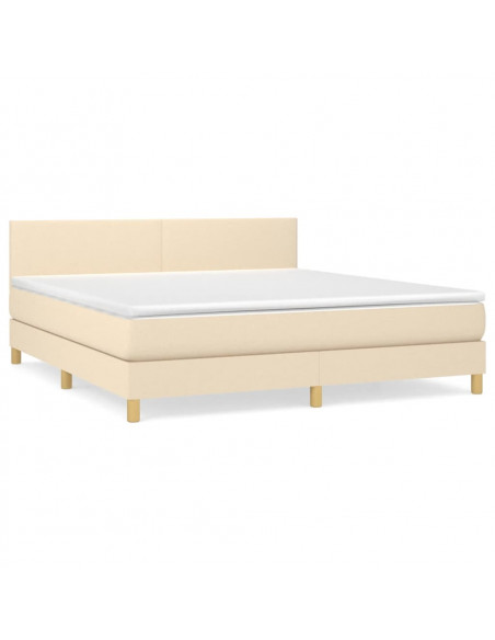 Giroletto a Molle con Materasso Crema 180x200 cm in Tessuto