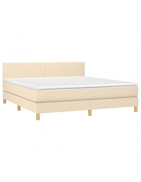 Giroletto a Molle con Materasso Crema 180x200 cm in Tessuto