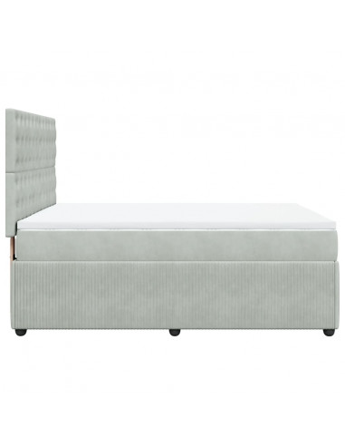 Giroletto a Molle con Materasso Grigio Chiaro 140x200cm Velluto