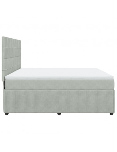 Giroletto a Molle con Materasso Grigio Chiaro 180x200cm Velluto