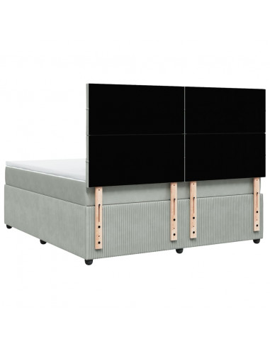 Giroletto a Molle con Materasso Grigio Chiaro 180x200cm Velluto