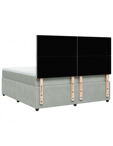 Giroletto a Molle con Materasso Grigio Chiaro 180x200cm Velluto