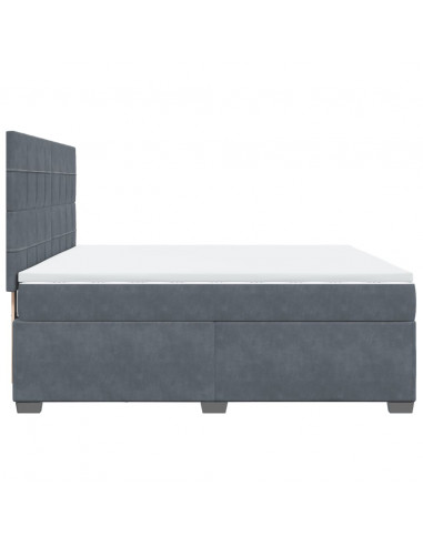 Giroletto a Molle con Materasso Grigio Scuro 180x200 cm Velluto