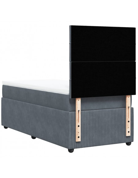 Giroletto a Molle con Materasso Grigio Scuro 90x190 cm Velluto