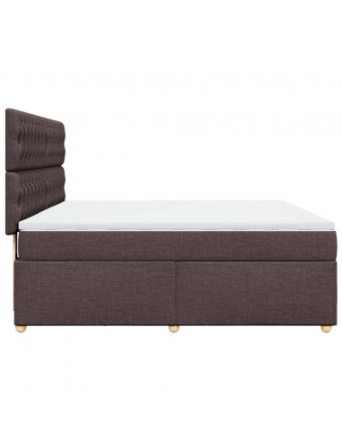 Giroletto a Molle con Materasso Marrone Scuro 180x200cm Tessuto