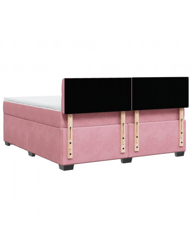 Giroletto a Molle con Materasso Rosa 180x200 cm in Velluto