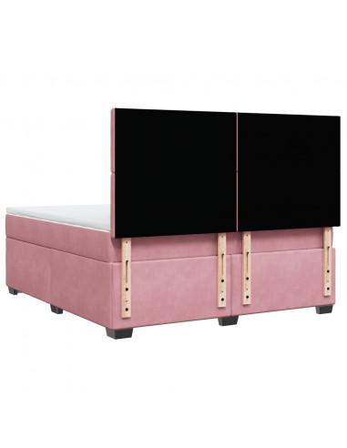 Giroletto a Molle con Materasso Rosa 180x200 cm in Velluto