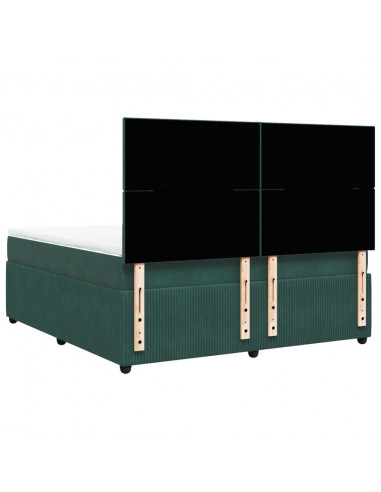 Giroletto a Molle con Materasso Verde Scuro 180x200 cm Velluto