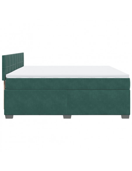 Giroletto a Molle con Materasso Verde Scuro 180x200 cm Velluto