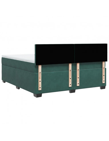 Giroletto a Molle con Materasso Verde Scuro 180x200 cm Velluto