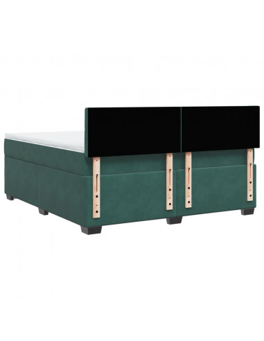 Giroletto a Molle con Materasso Verde Scuro 180x200 cm Velluto