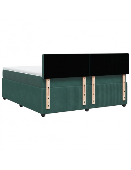 Giroletto a Molle con Materasso Verde Scuro 180x200 cm Velluto