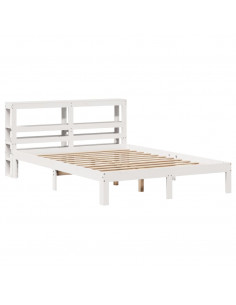 Giroletto con Testiera Bianco 120x190 cm Legno Massello di Pino 2