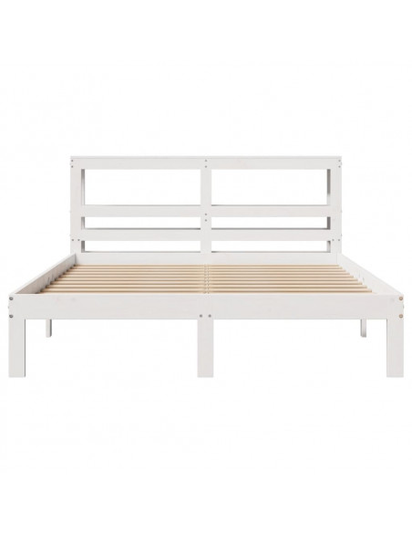 Giroletto con Testiera Bianco 120x190 cm Legno Massello di Pino