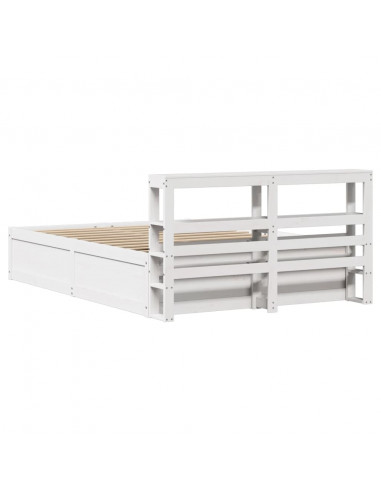 Giroletto con Testiera Bianco 160x200 cm Legno Massello di Pino