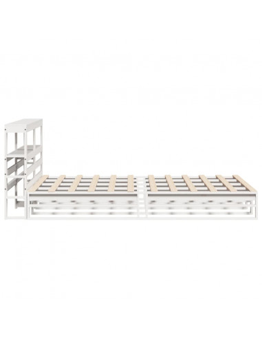 Giroletto con Testiera Bianco 160x200 cm Legno Massello di Pino