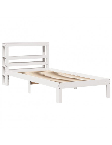 Giroletto con Testiera Bianco 90x190 cm Legno Massello di Pino