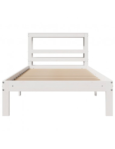 Giroletto con Testiera Bianco 90x190 cm Legno Massello di Pino