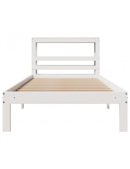 Giroletto con Testiera Bianco 90x190 cm Legno Massello di Pino