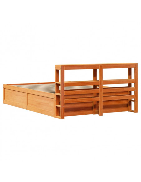 Giroletto con Testiera Marrone Cera 140x190 cm Massello Pino
