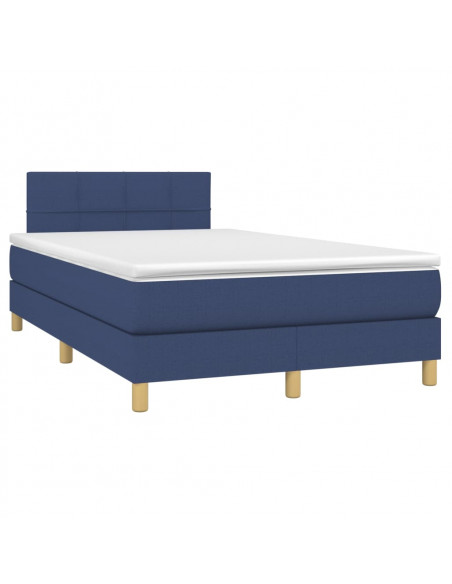 Letto a Molle con Materasso e LED Blu 120x200cm in Tessuto