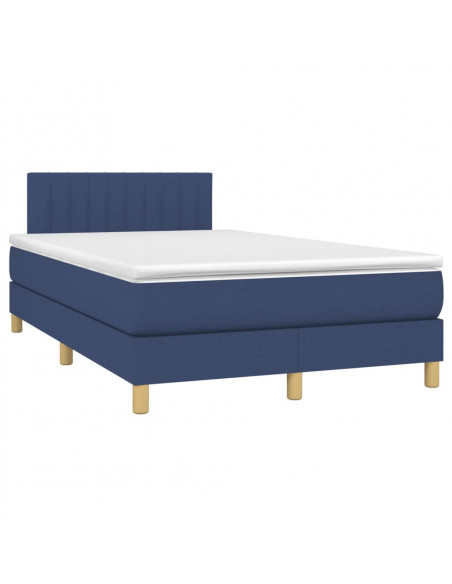 Letto a Molle con Materasso e LED Blu 120x200cm in Tessuto