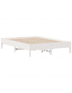Letto senza Materasso Bianco 140x190 cm Legno Massello di Pino 2