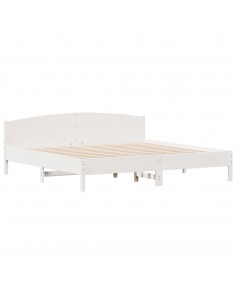 Letto senza Materasso Bianco 180x200 cm Legno Massello di Pino 2