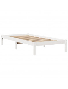 Letto senza Materasso Bianco 75x190 in Legno Massello di Pino 2