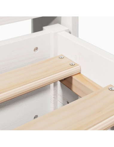 Letto senza Materasso Bianco 75x190 in Legno Massello di Pino