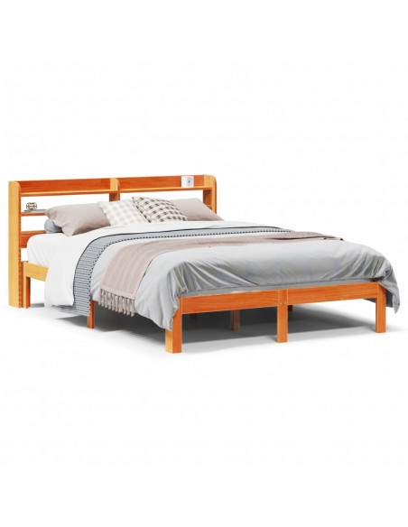 Letto senza Materasso Marrone Cera 120x190 cm in Legno di Pino