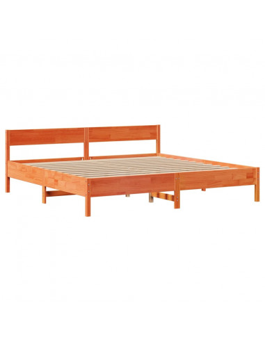 Letto senza Materasso Marrone Cera 200x200 cm in Legno di Pino