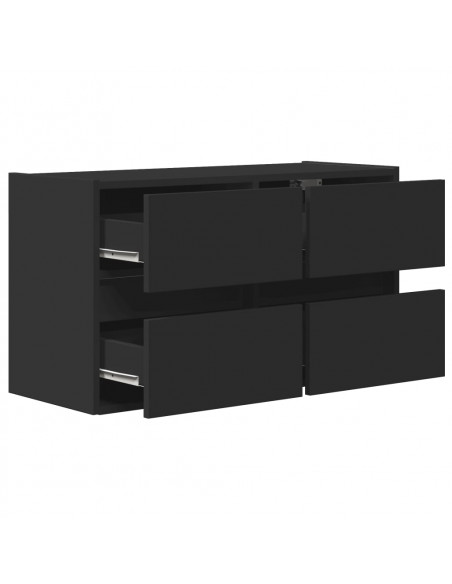 Mobile TV a Parete con Luci LED Nero 80x31x45 cm