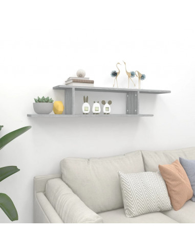 Scaffale TV Parete Grigio Sonoma 125x18x23 cm Legno Multistrato