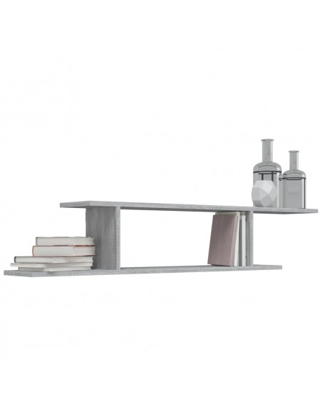 Scaffale TV Parete Grigio Sonoma 125x18x23 cm Legno Multistrato