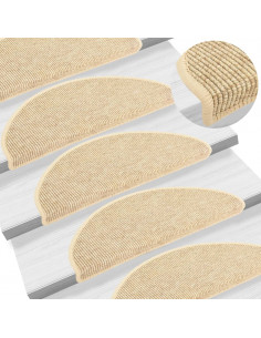 Tappeti Autoadesivi Scale Aspetto Sisal 15 pz 65x21x4 cm Beige 2